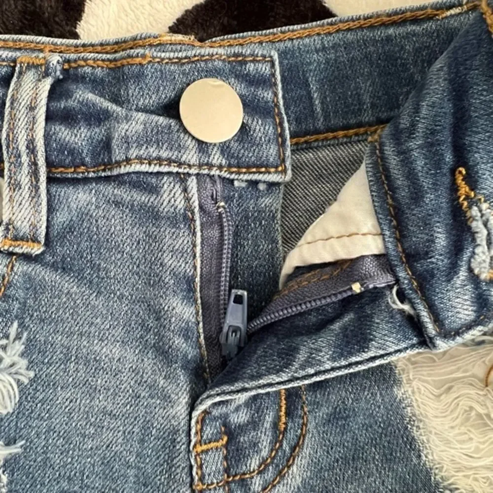 Stars and Stripes Distressed Denim Short Set 3XS (6-12 months) 4th of July Girls